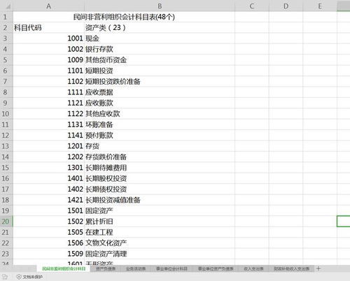 cpa政府及民間非盈利組織會計科目